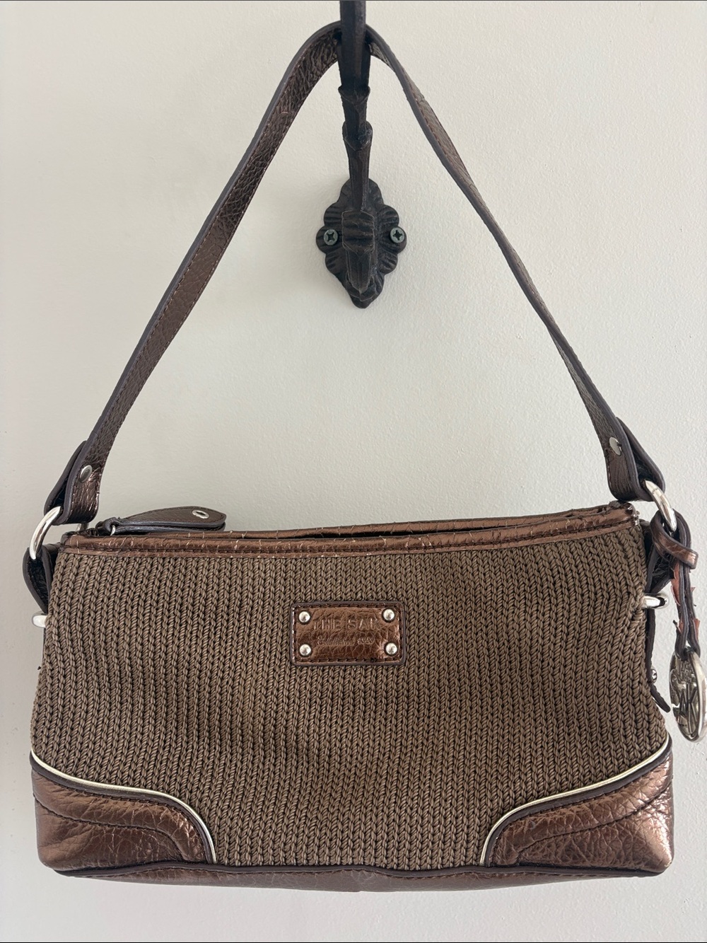 The Sak Metallic Bronze Crochet Shoulder Bag Y2K